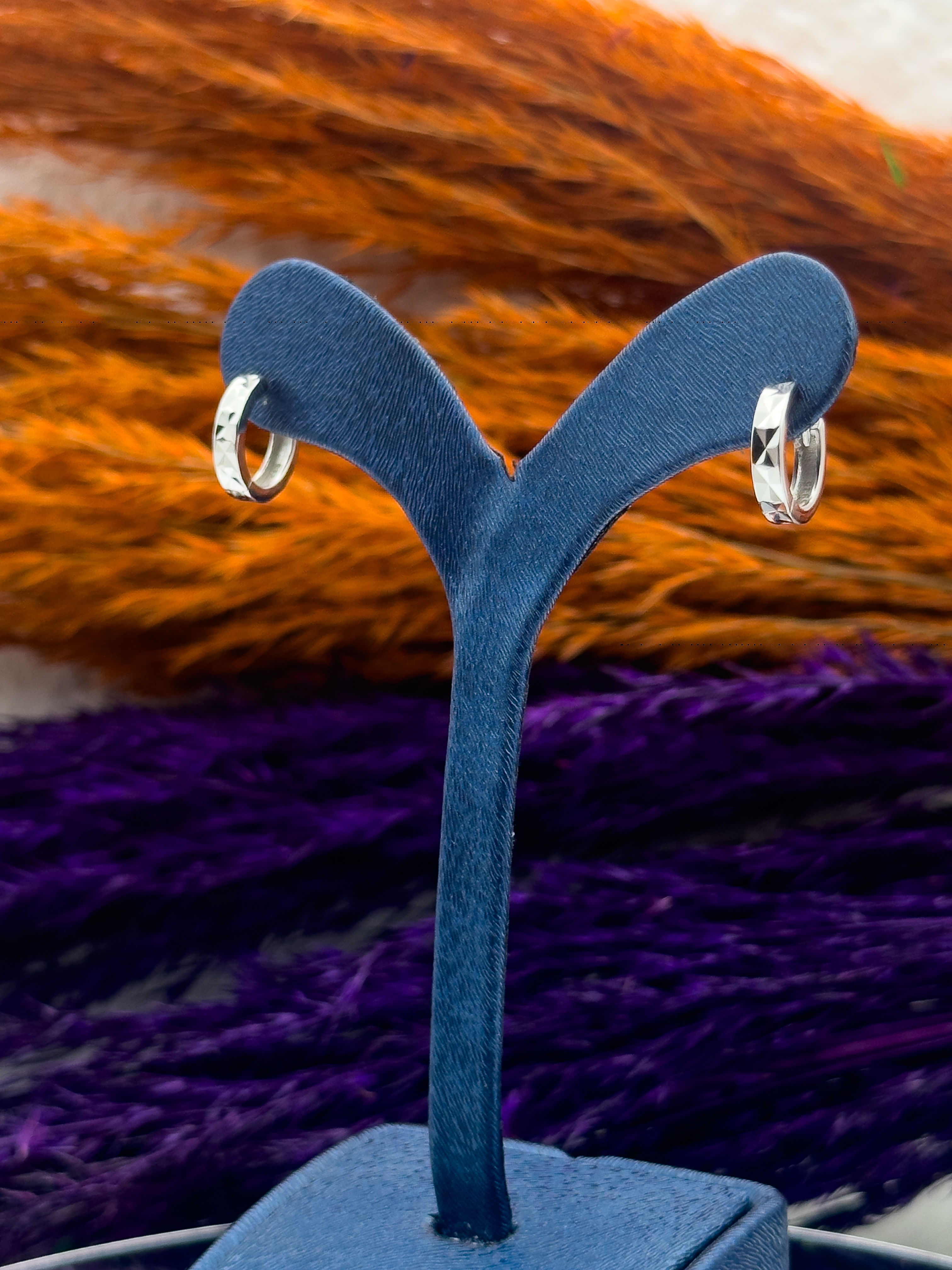 925 Ayar Gümüş Kalemli Özel Tasarım Halka Modeli Zarif Kadın Küpe