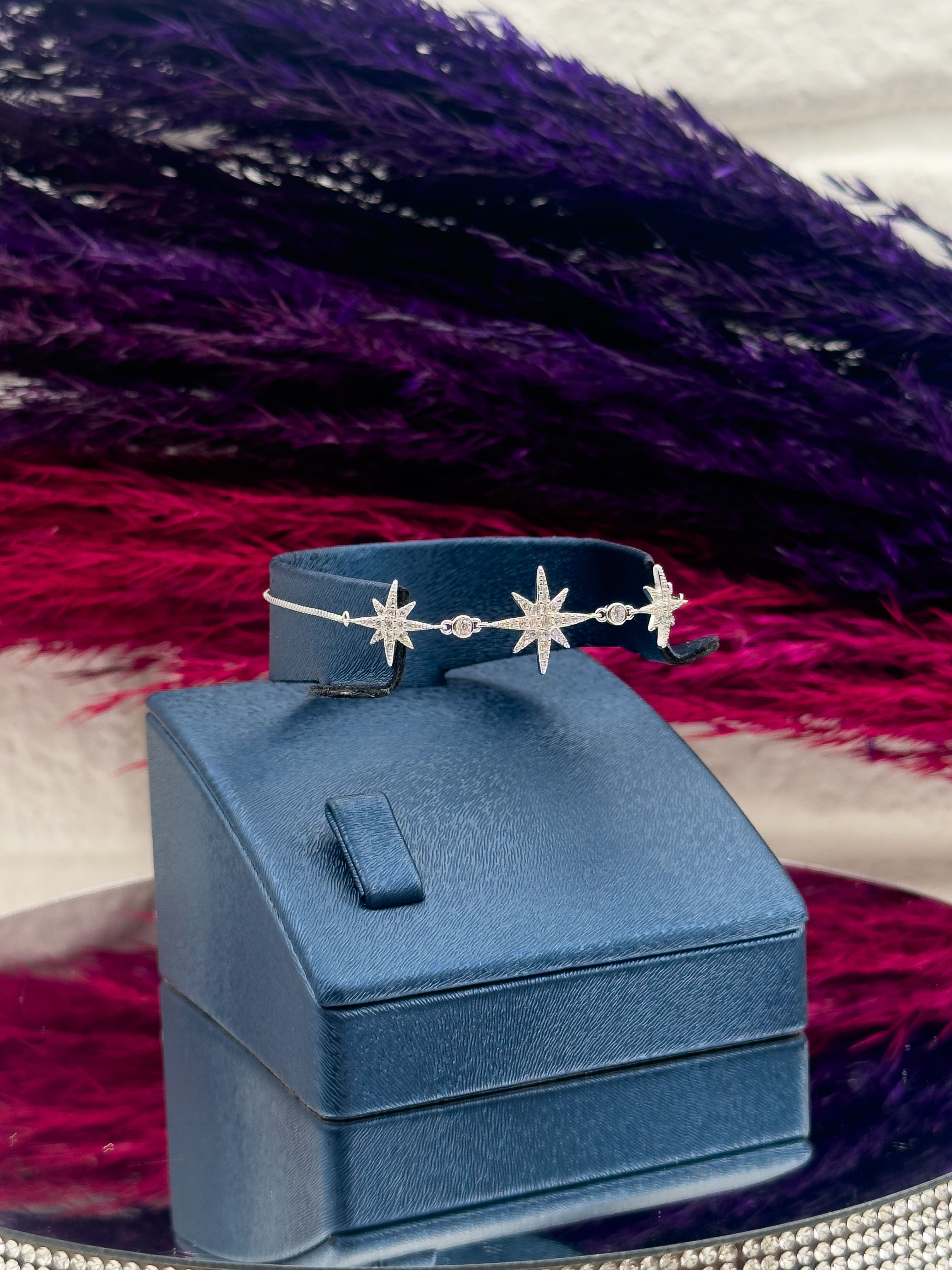 925 Ayar Gümüş 3’lü Özel Tasarım Kuzey Yıldızı Modeli Zarif Kadın Bileklik