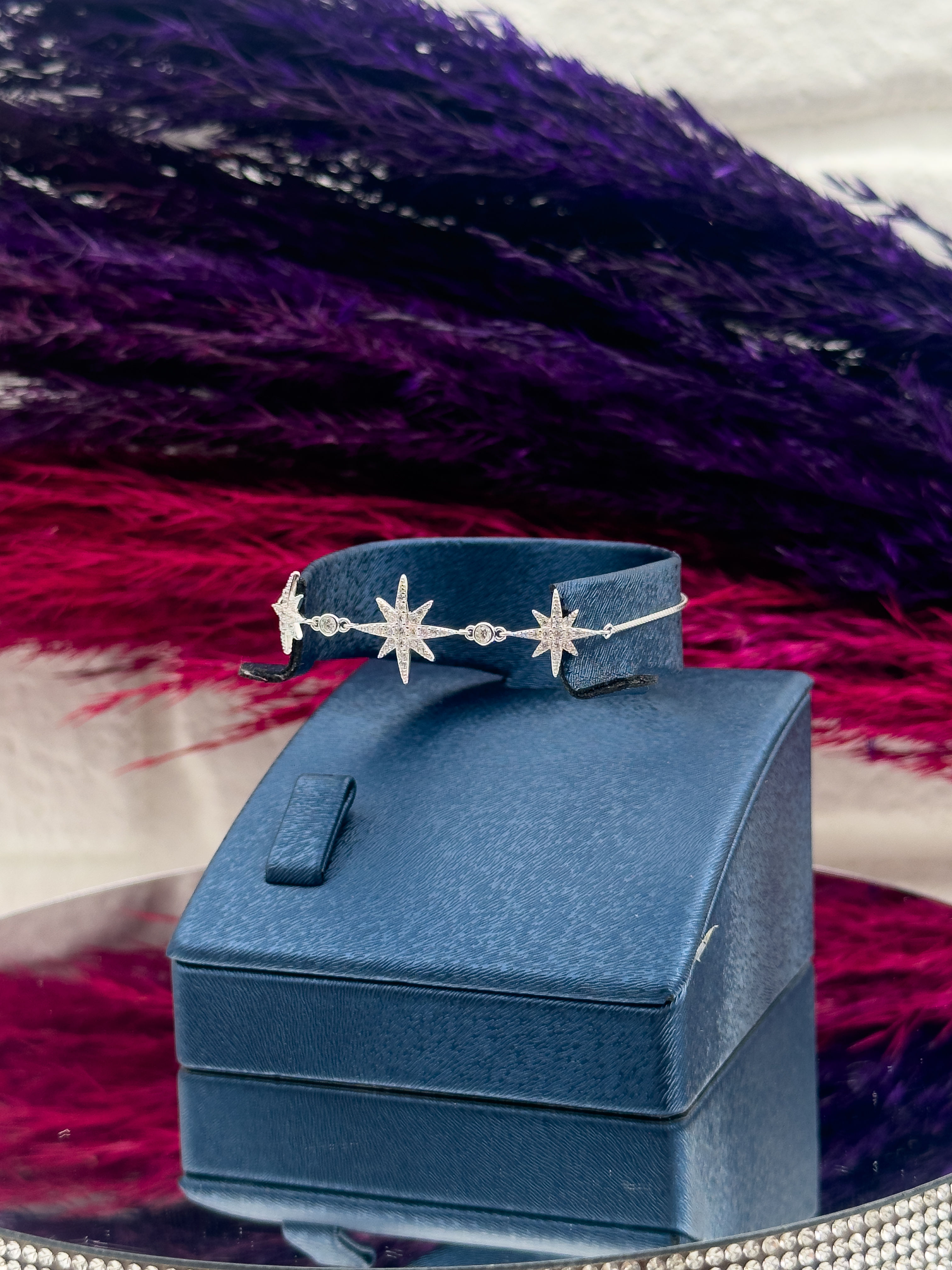 925 Ayar Gümüş 3’lü Özel Tasarım Kuzey Yıldızı Modeli Zarif Kadın Bileklik