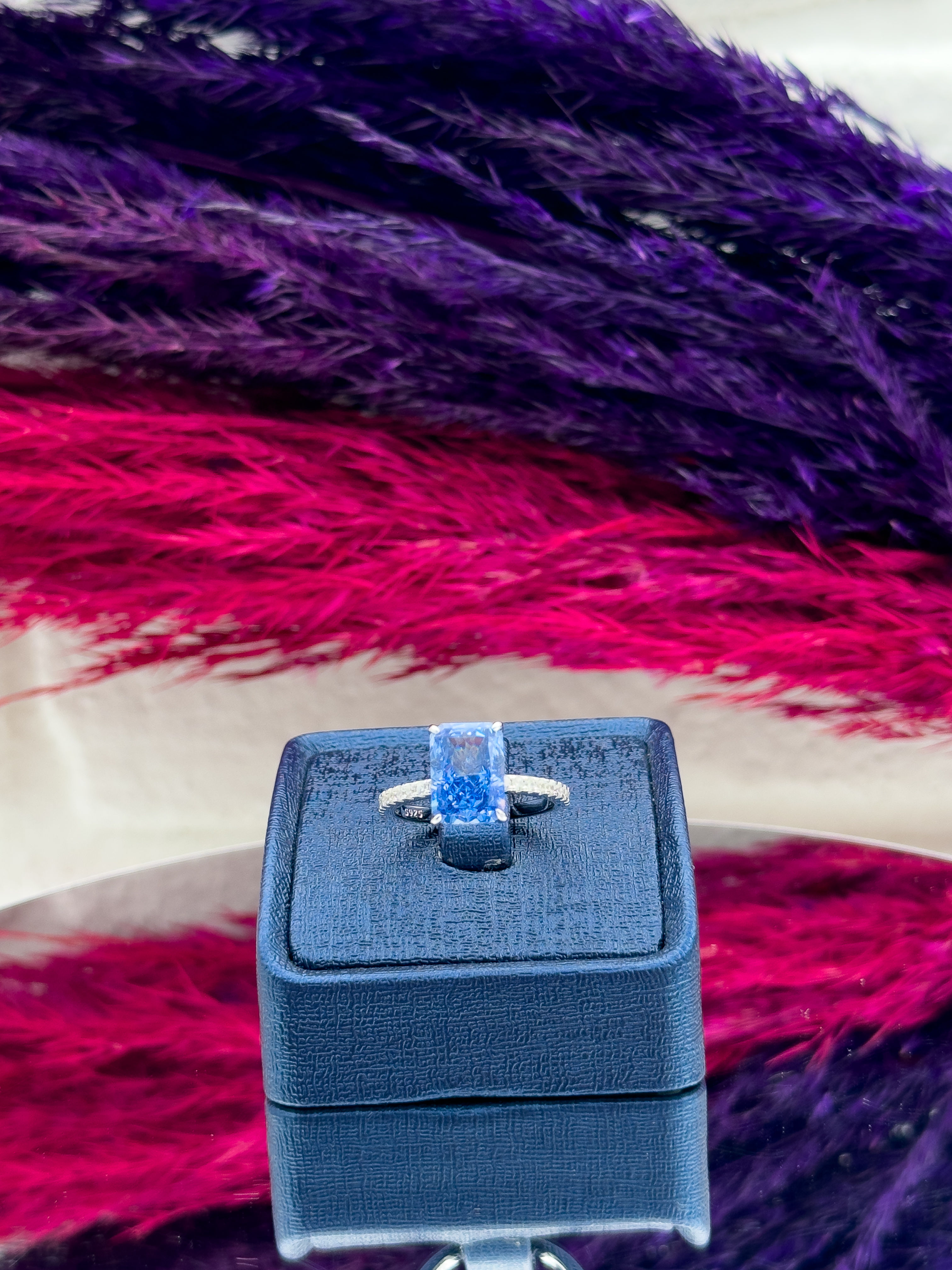 925 Ayar Gümüş Baget Mistik Topaz Taşlı Özel Tasarım Trend Kadın Yüzük