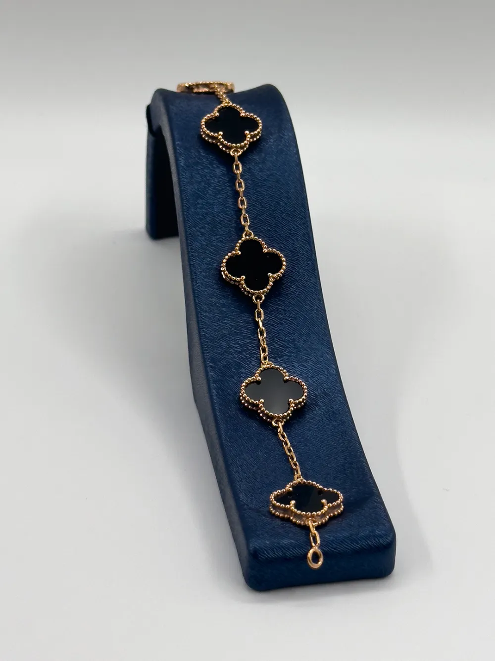 Rose Gold 5'li Onix Taşlı Yonca Kadın Gümüş Bileklik