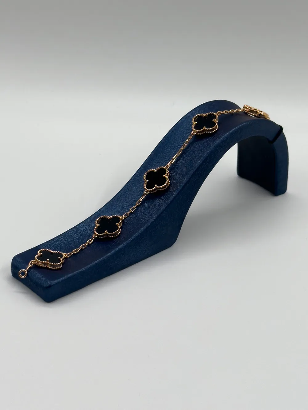 Rose Gold 5'li Onix Taşlı Yonca Kadın Gümüş Bileklik