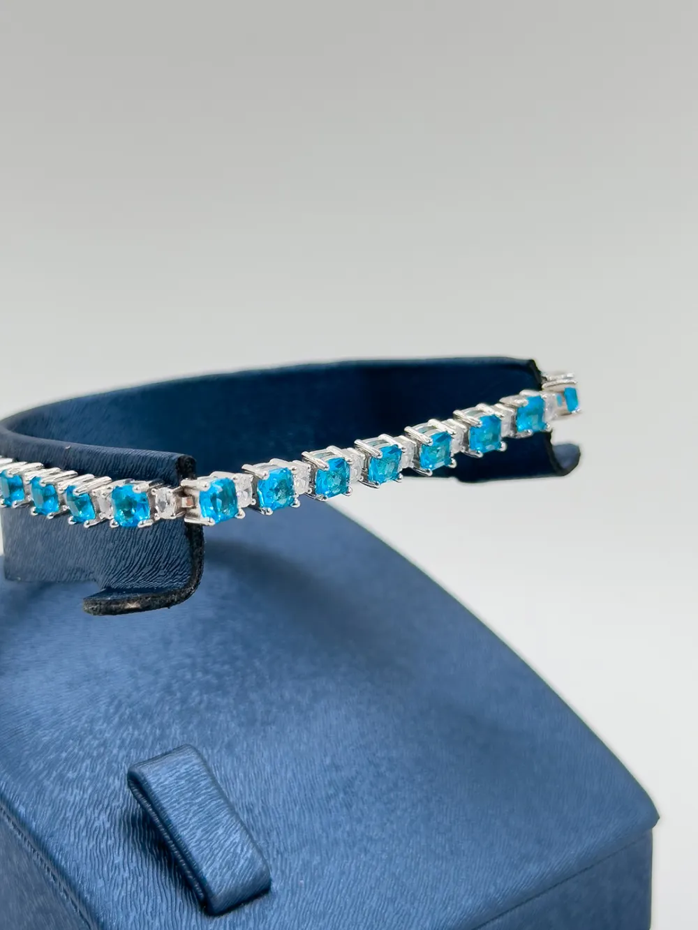 Aquamarin Taşlı Su Yolu Kadın Gümüş Bileklik - Su Yolu Bileklik