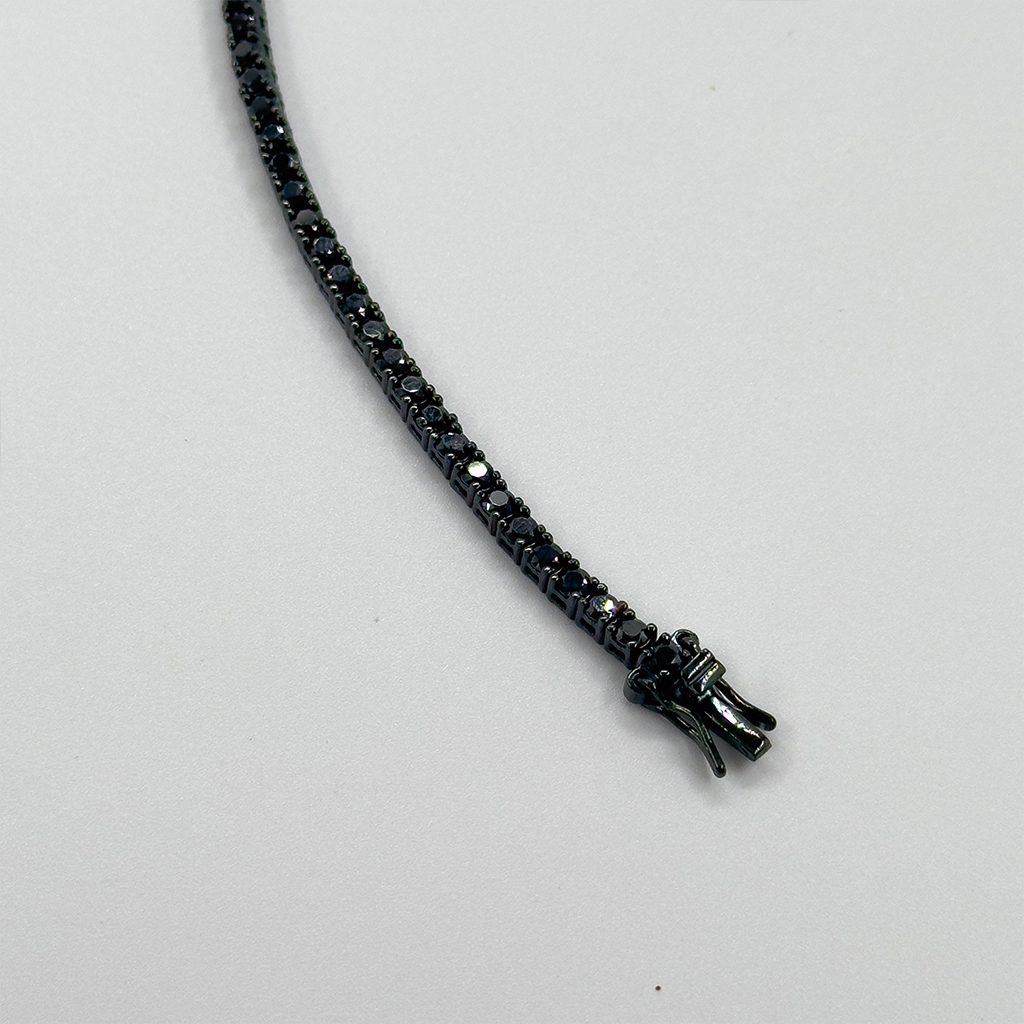 Onix Taşlı Siyah Rodajlı Su Yolu Gümüş Bileklik - 4MM