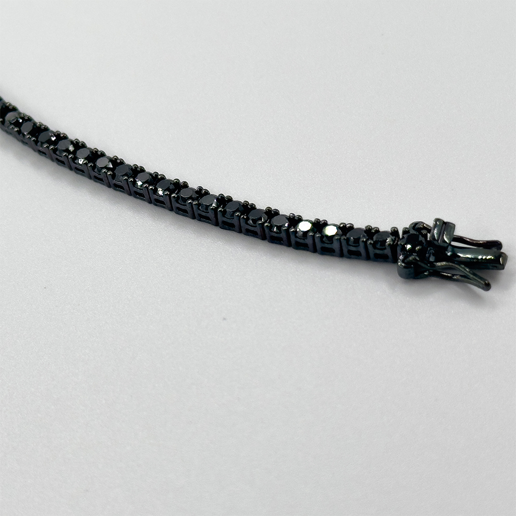 Onix Taşlı Siyah Rodajlı Su Yolu Gümüş Bileklik - 4MM