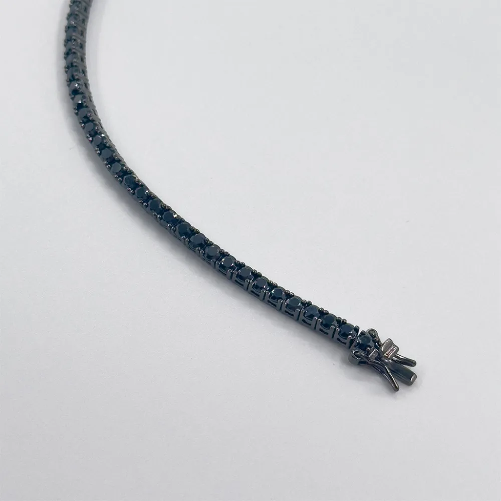 Onix Taşlı Siyah Rodajlı Su Yolu Gümüş Bileklik - 3MM - LVRBLK07