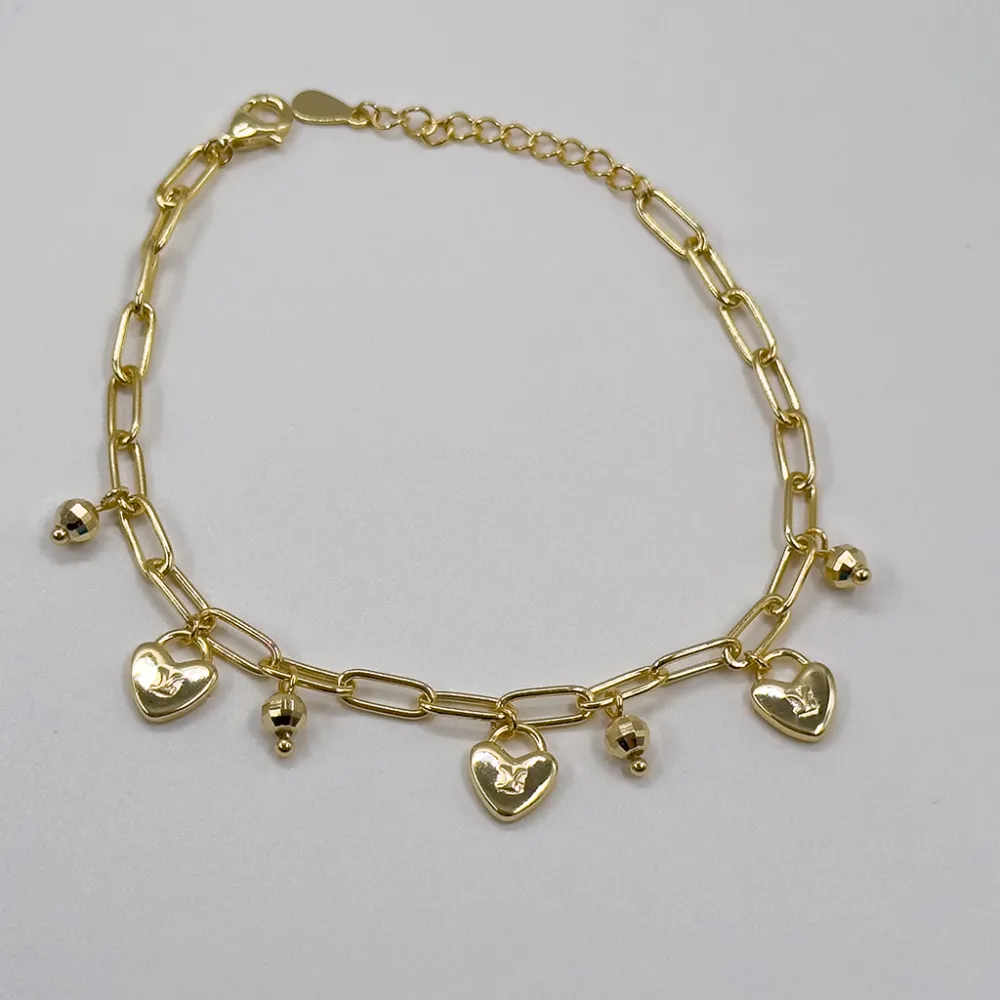 Gold Renk Spor 925 Ayar Gümüş Bileklik
