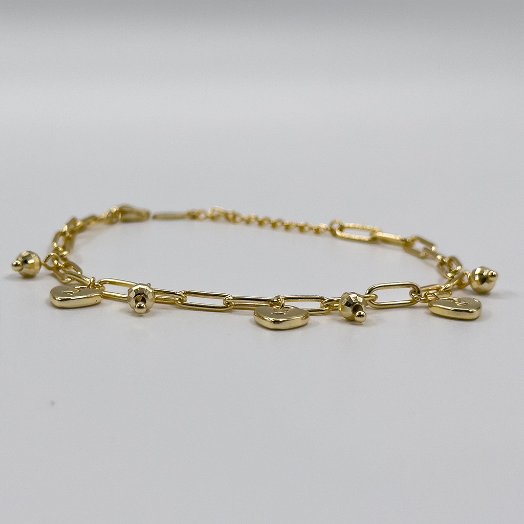 Gold Renk Spor 925 Ayar Gümüş Bileklik