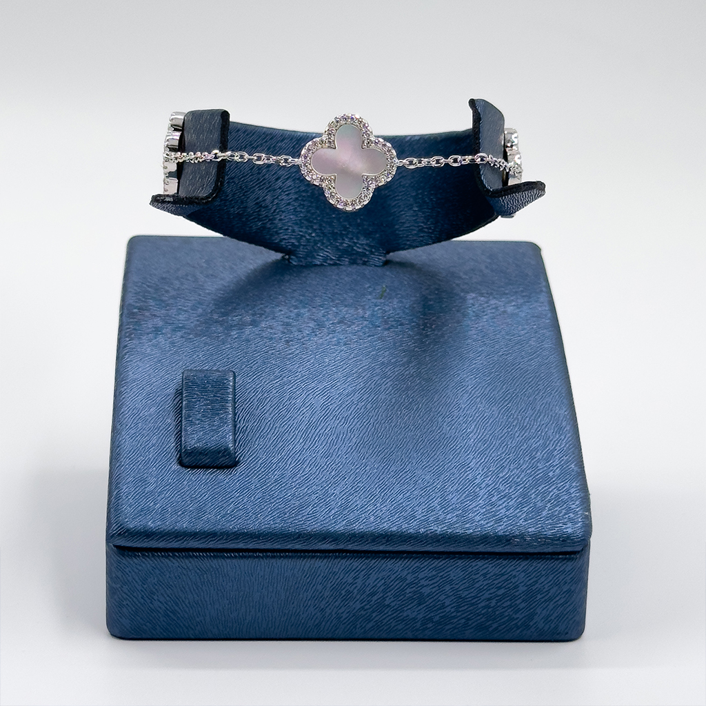 Sedef Taşlı Van Cleef 925 Ayar Gümüş Bileklik