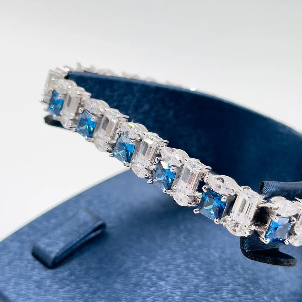 Pırlanta Montür Safir Gümüş Bileklik