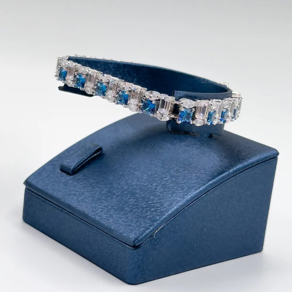 Pırlanta Montür Safir Gümüş Bileklik