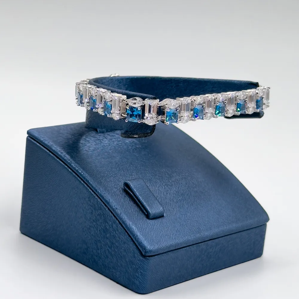 Pırlanta Montür Safir Gümüş Bileklik