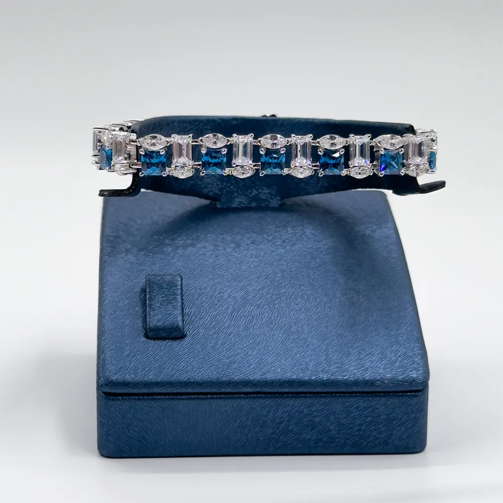 Pırlanta Montür Safir Gümüş Bileklik