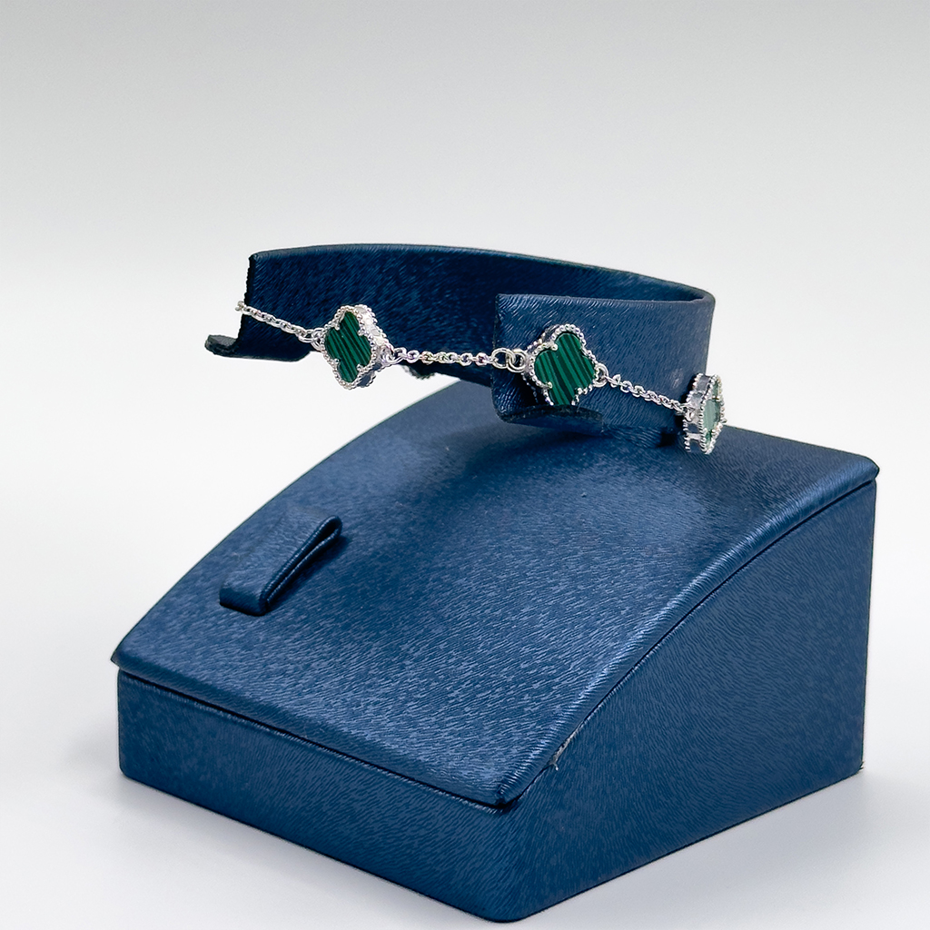 Malachite Taşlı Van Cleef Gümüş Bileklik