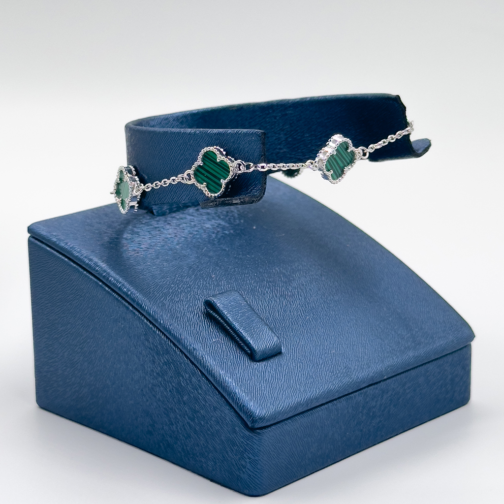 Malachite Taşlı Van Cleef Gümüş Bileklik