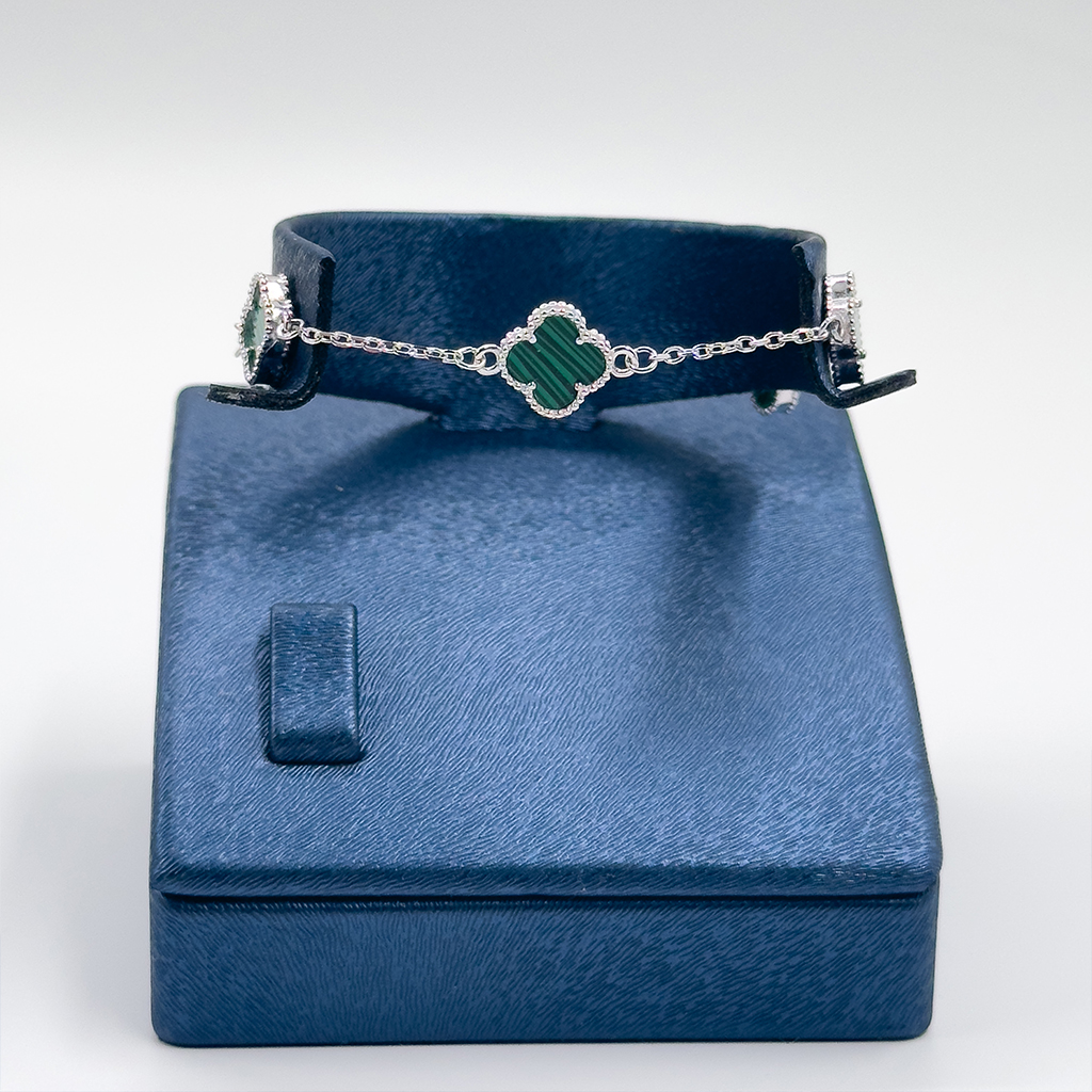 Malachite Taşlı Van Cleef Gümüş Bileklik