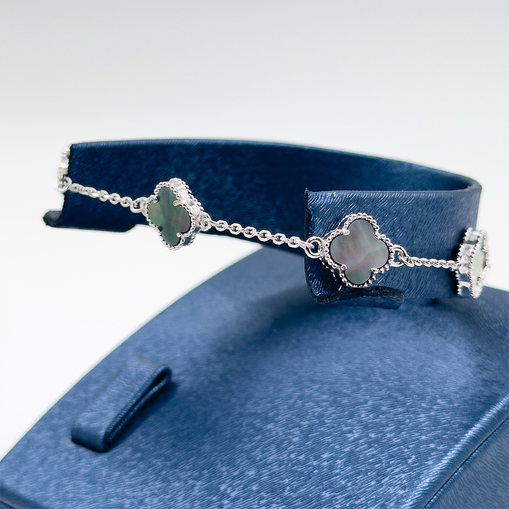Doğal Taşlı Van Cleef Gümüş Bileklik