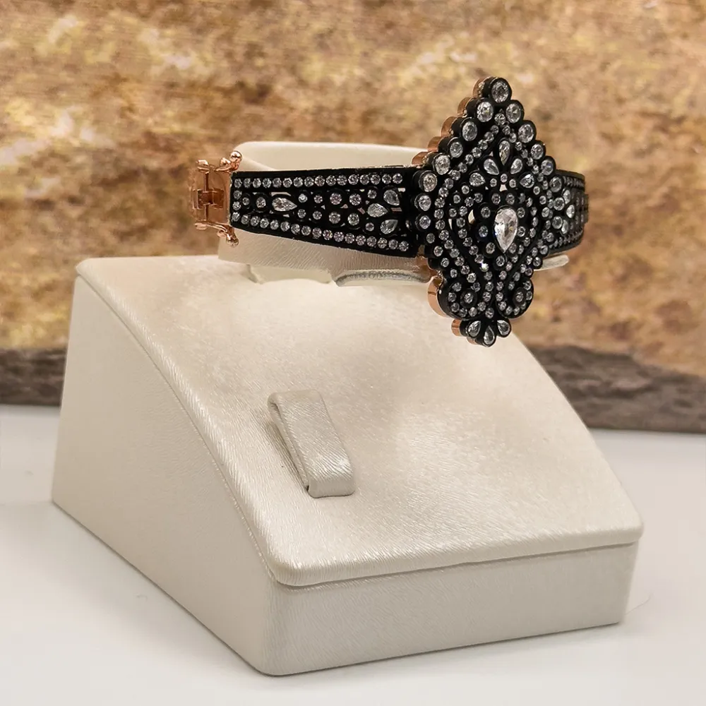 Rosegold Özel Üretim Elmas Modeli Gümüş Bileklik