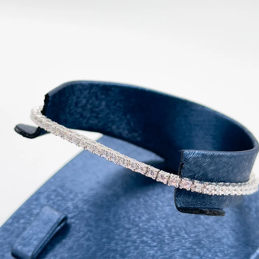 Pırlanta Montür Su Yolu Gümüş Bileklik - 2MM - LVRBLK73