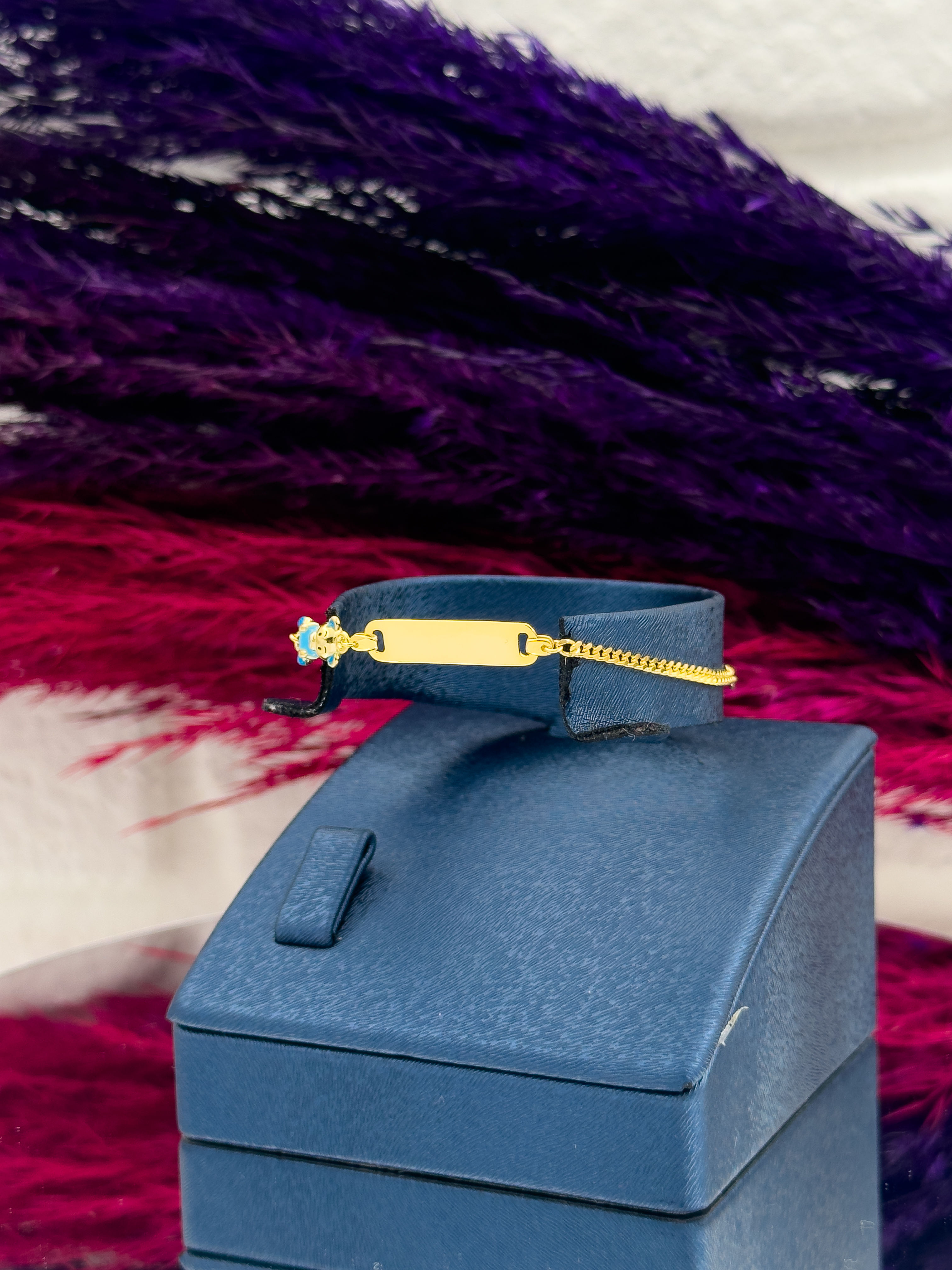 925 Ayar Gümüş Ayıcık Figürlü Gold Renk İsim Yazılabilir Kız & Erkek Bebek Künye – Kişiye Özel Gümüş Çocuk Bileklik