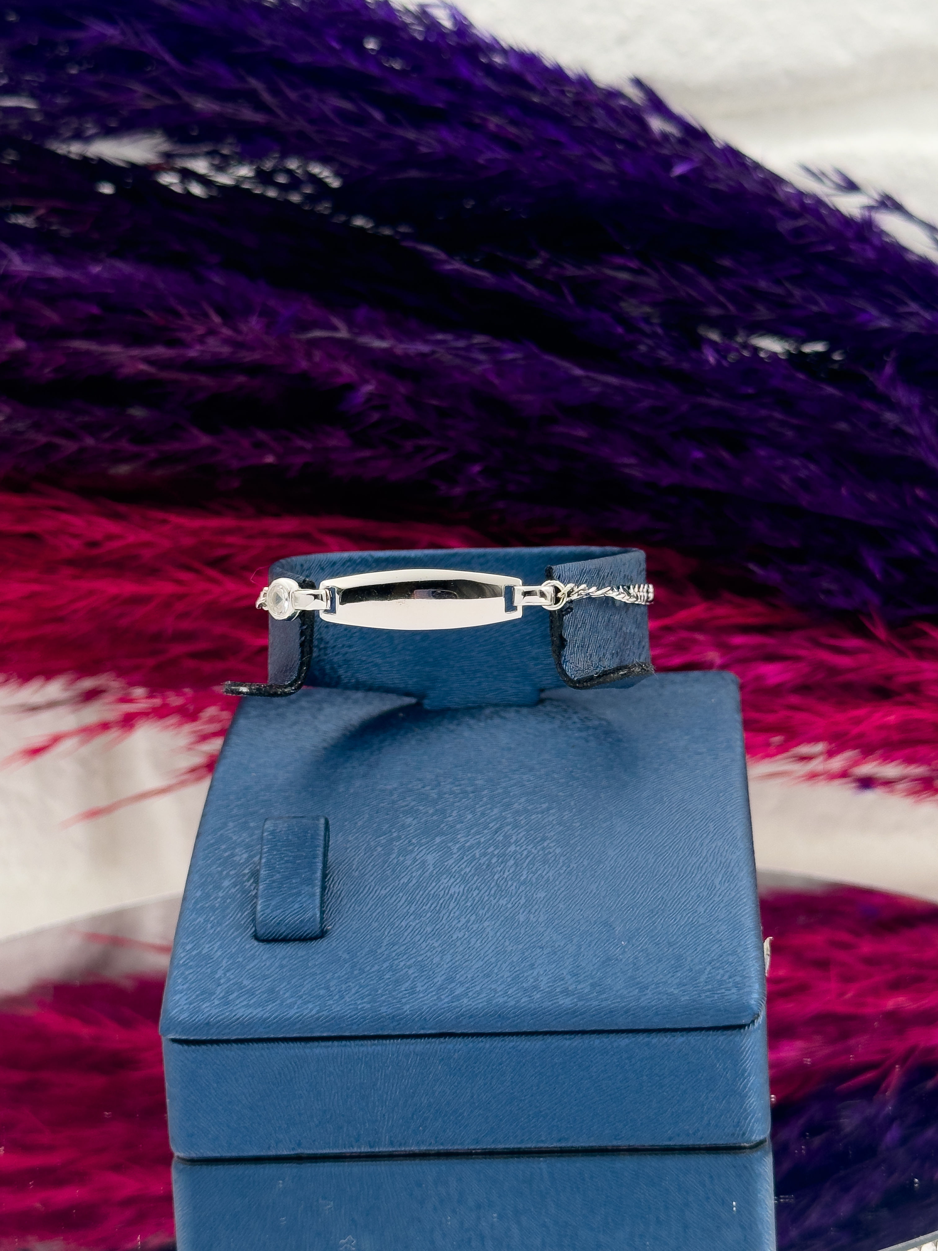 925 Ayar Gümüş Tek Taşlı İsim Yazılabilir Kız Bebek Künye – Kişiye Özel Gümüş Çocuk Bileklik