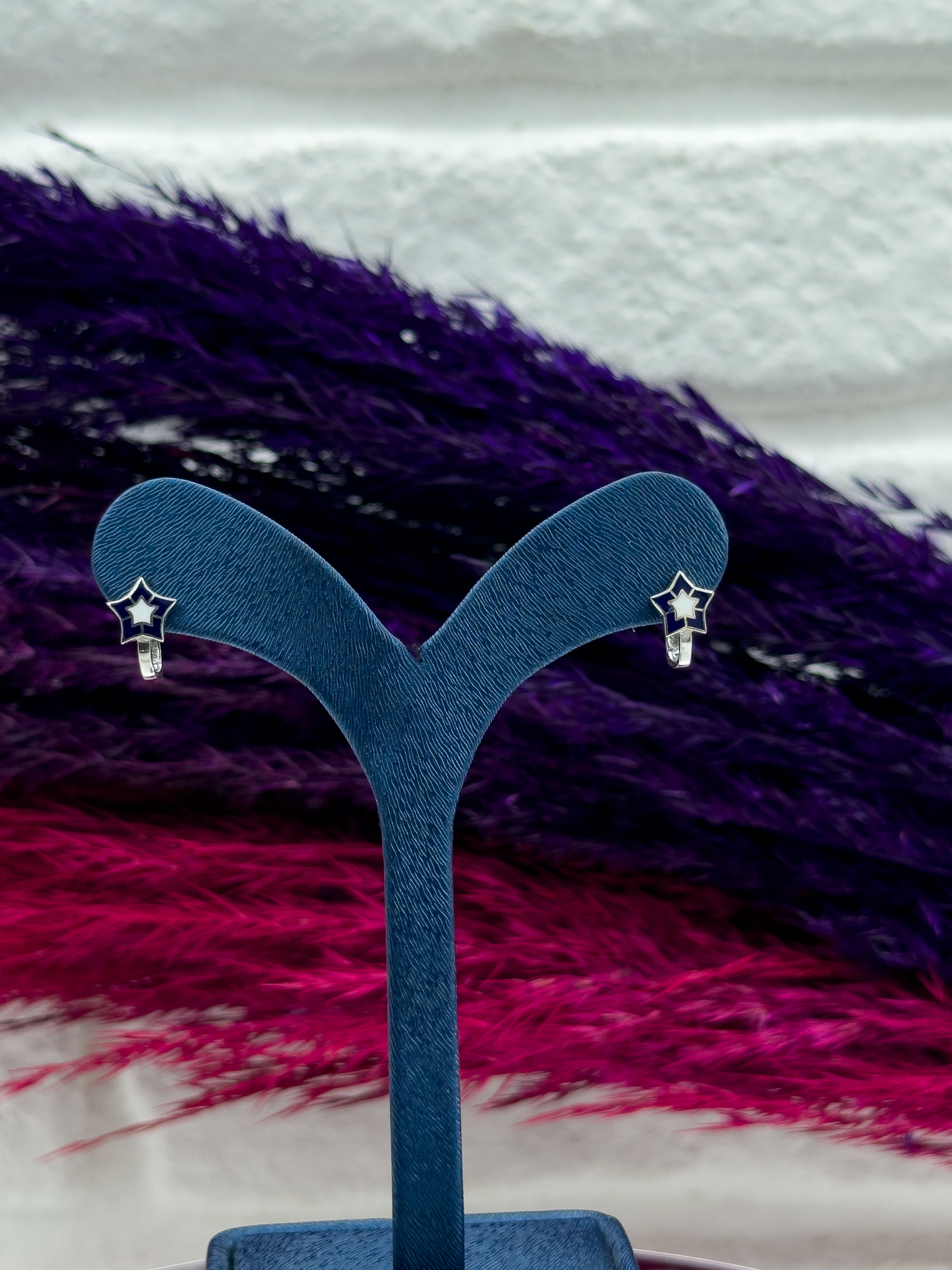 925 Ayar Gümüş Yıldızlı Mineli Zarif Kız Çocuk Küpesi