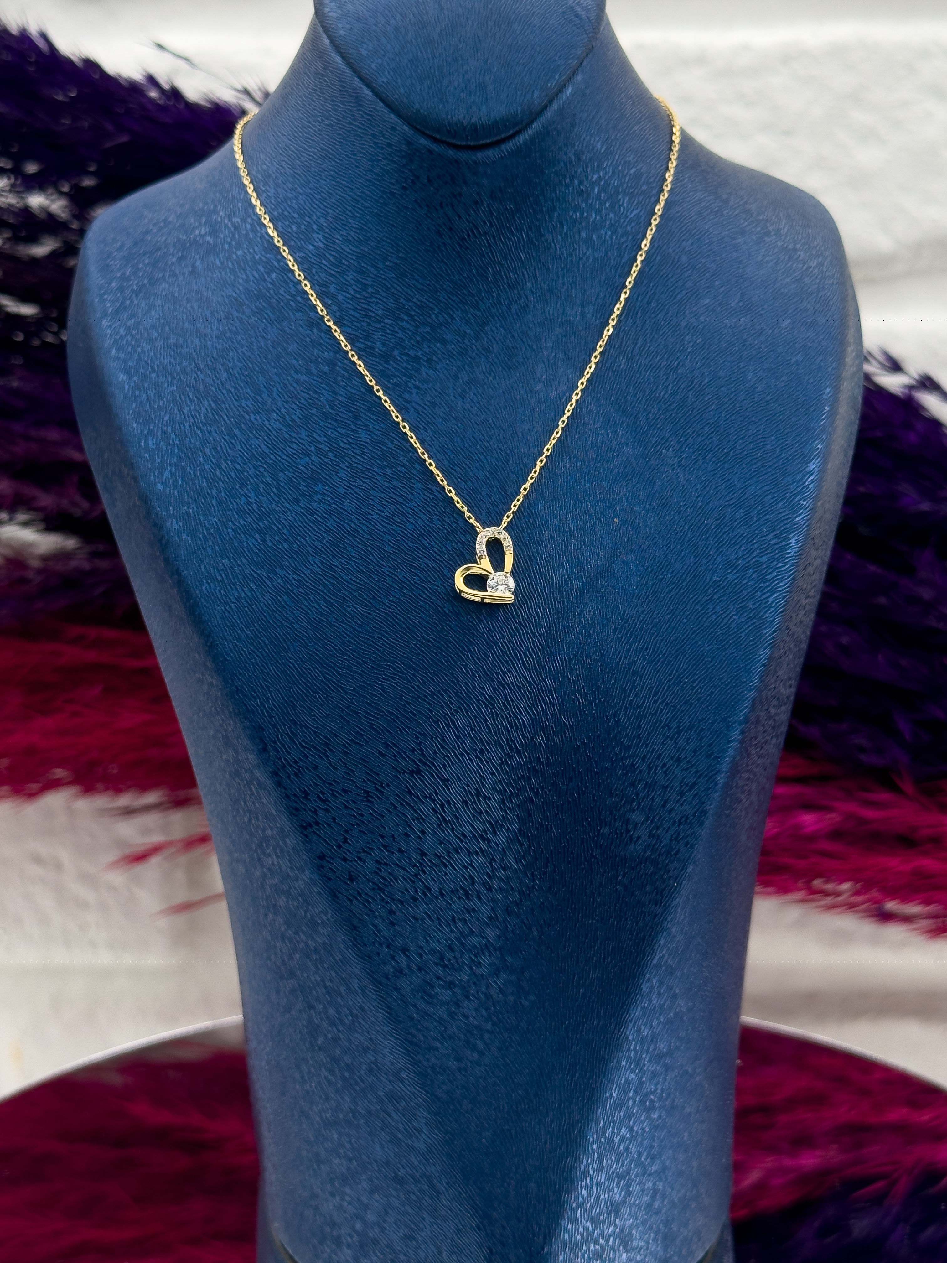 925 Ayar Gümüş Kalp Modeli Mosanite Taşlı Zarif Kadın Kolye