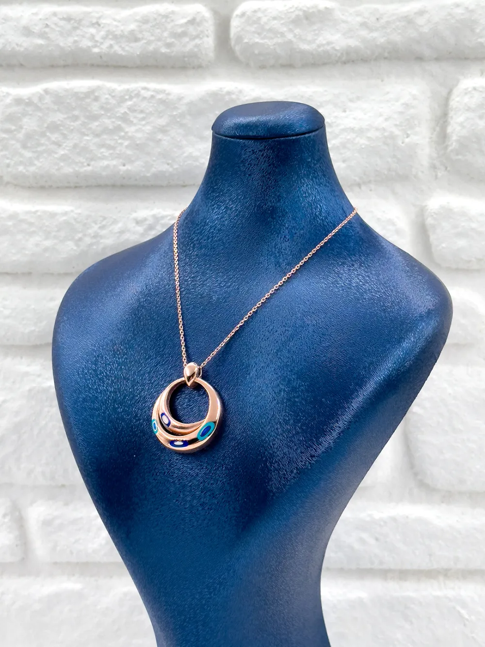 Rose Gold Tasarım Nazar Boncuklu Kadın Gümüş Kolye