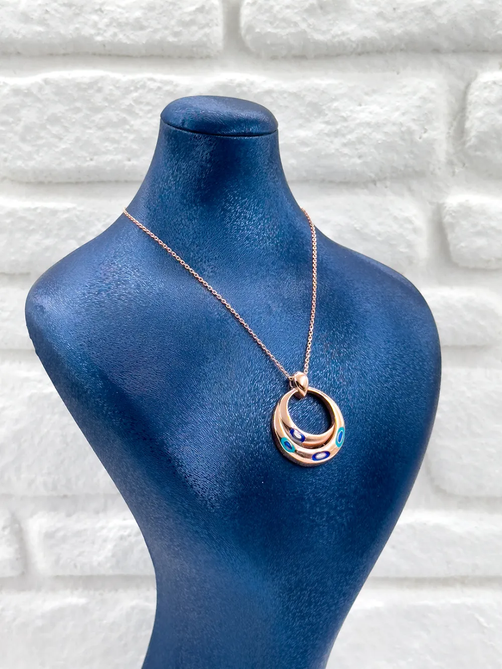 Rose Gold Tasarım Nazar Boncuklu Kadın Gümüş Kolye