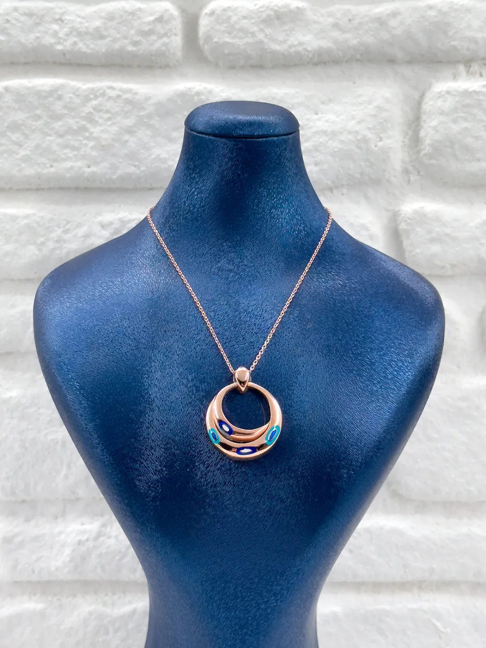 Rose Gold Tasarım Nazar Boncuklu Kadın Gümüş Kolye