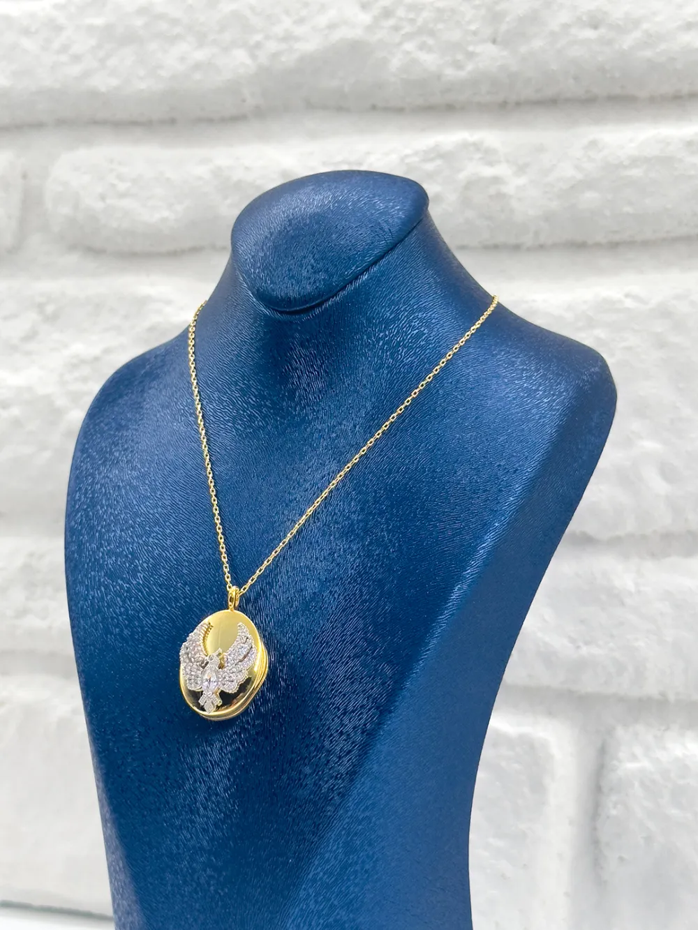 Gold Renk Kapaklı Alya Model Kadın Gümüş Kolye - Alya Kolyesi