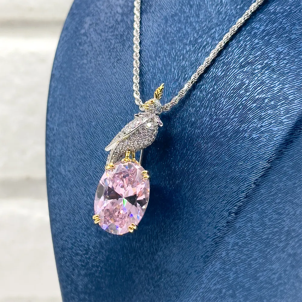 Pembe Kuvars Özel Üretim Gümüş Kolye