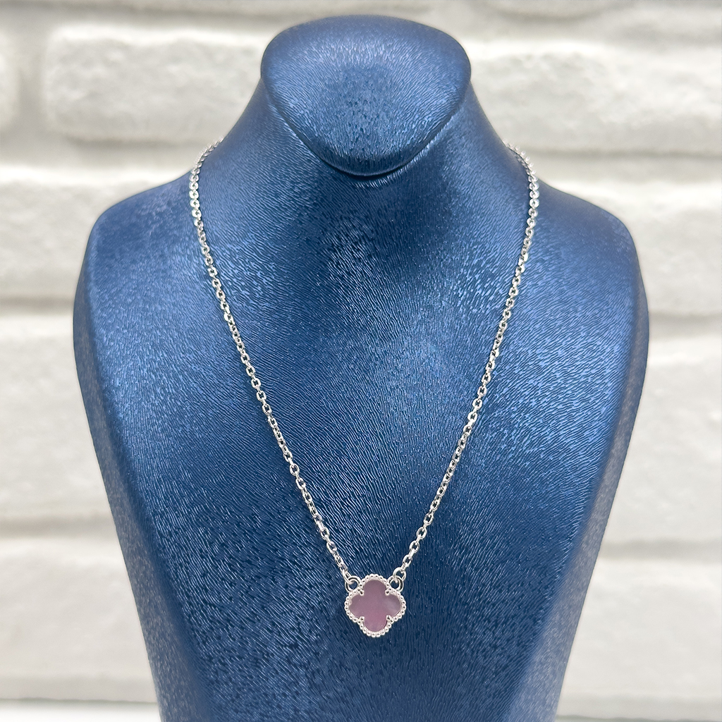 Rose Kuvars Van Cleef Gümüş Kolye