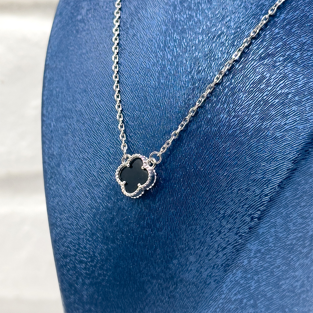 Onix Taşlı Van Cleef Gümüş Kolye