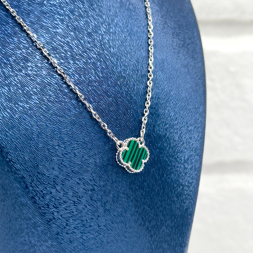Malachite Taşlı Van Cleef Gümüş Kolye