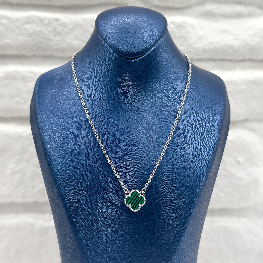 Malachite Taşlı Van Cleef Gümüş Kolye