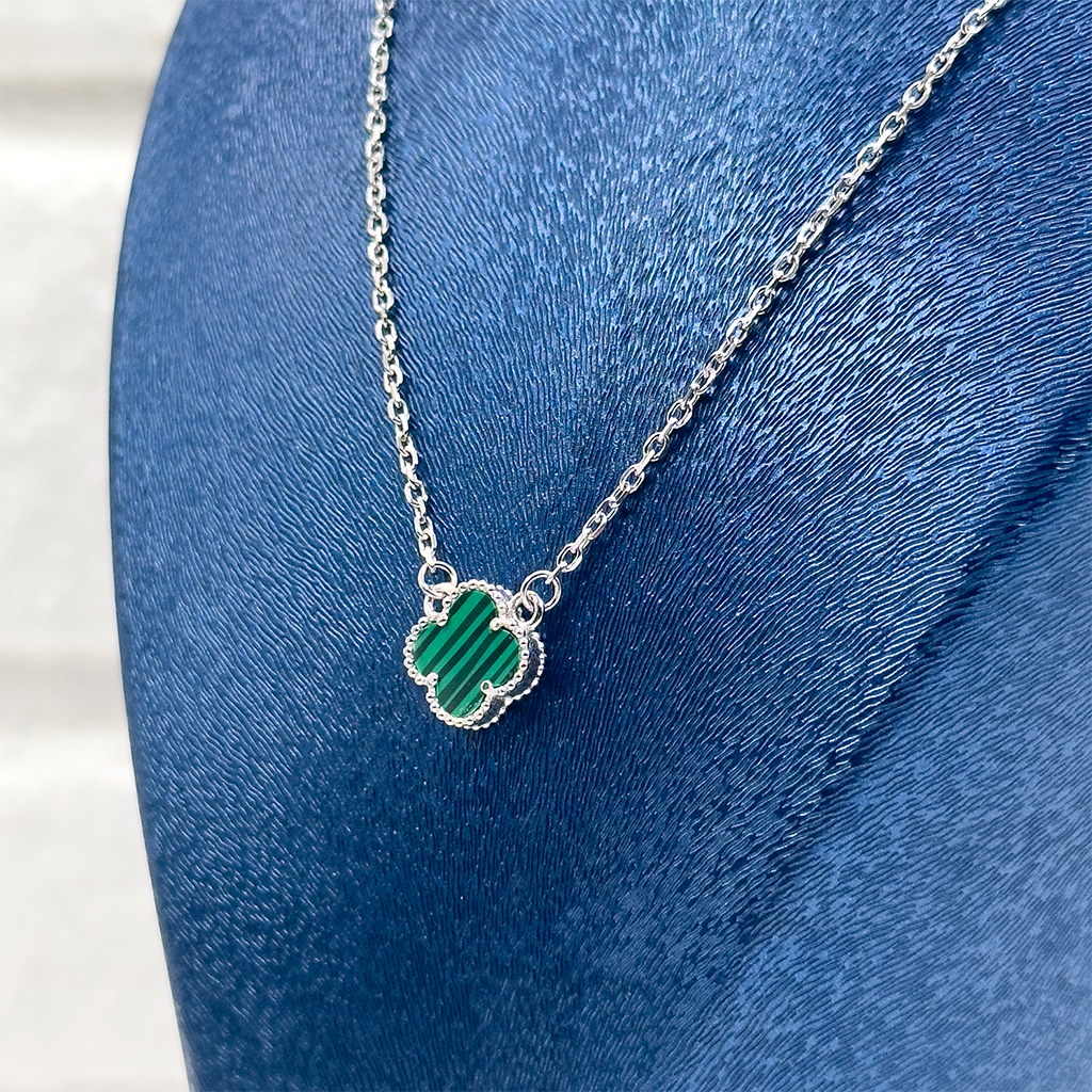 Malachite Taşlı Van Cleef Gümüş Kolye