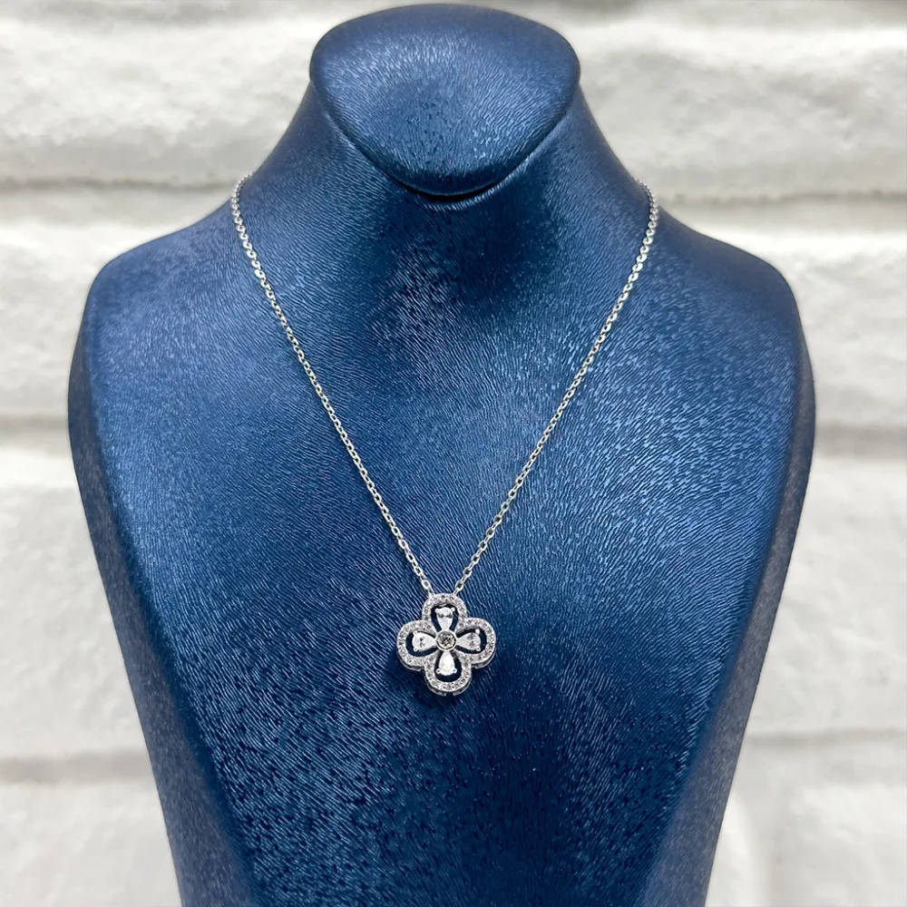 Damla Taşlı Yonca Gümüş Kolye