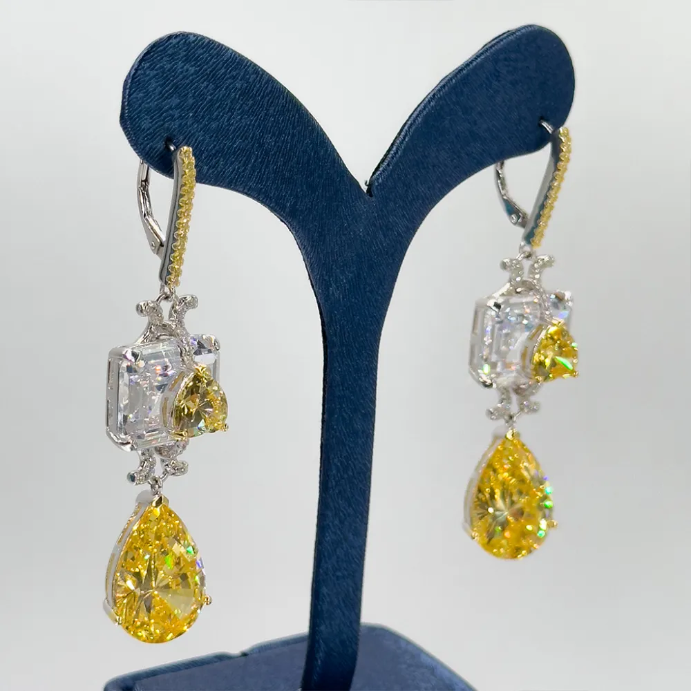 Sitrin Taşlı Özel Tasarım Gümüş Küpe