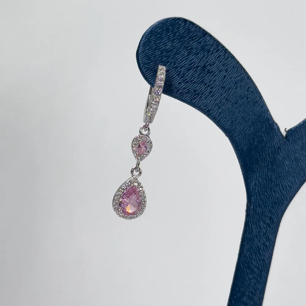 Pembe Kuvars Özel Tasarım Gümüş Küpe