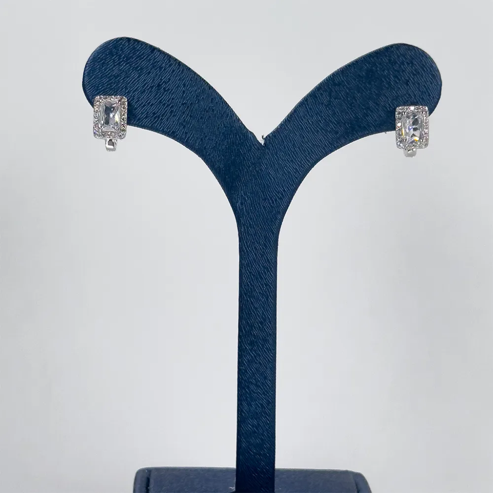 Baget Taşlı Sabit Gümüş Küpe