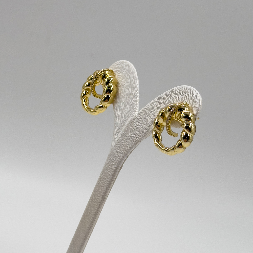 Gold Renk Özel Seri Sarmalı Gümüş Küpe