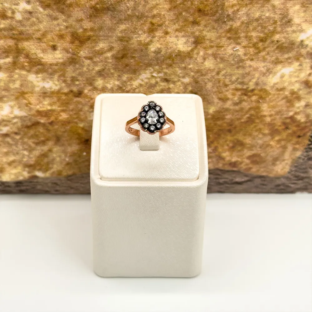 Elmas Montür Rosegold Damla Spor Gümüş Set Takım