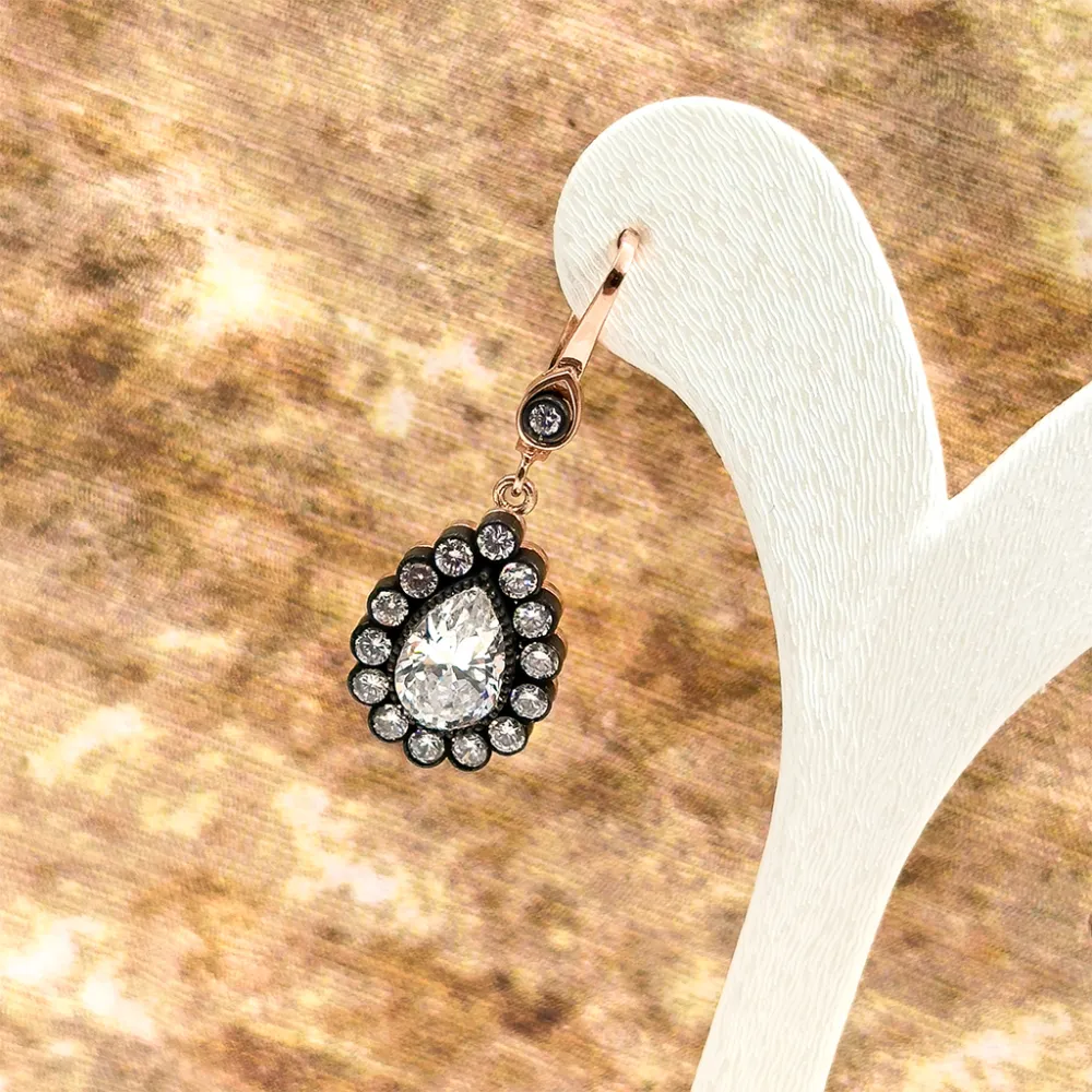 Elmas Montür Rosegold Damla Gümüş Set Takım - LVRSET06