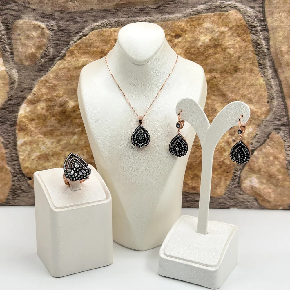 Elmas Montür Rosegold Özel Üretim Gümüş Set Takım - LVRSET07