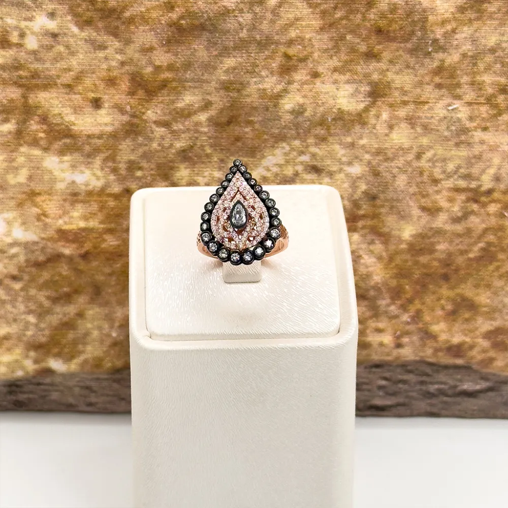 Elmas Montür Rosegold Damla Gümüş Set Takım - LVRSET08