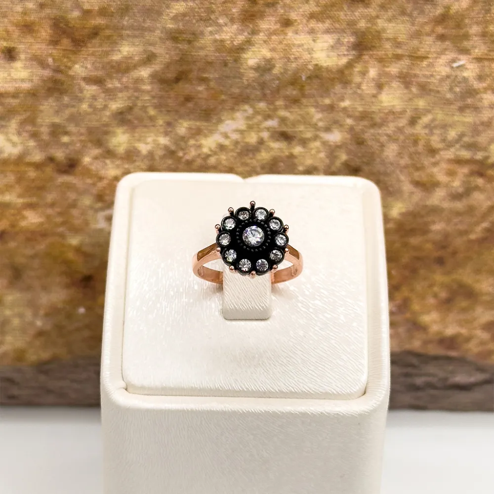 Elmas Montür Rosegold Gül Modeli Gümüş Set Takım
