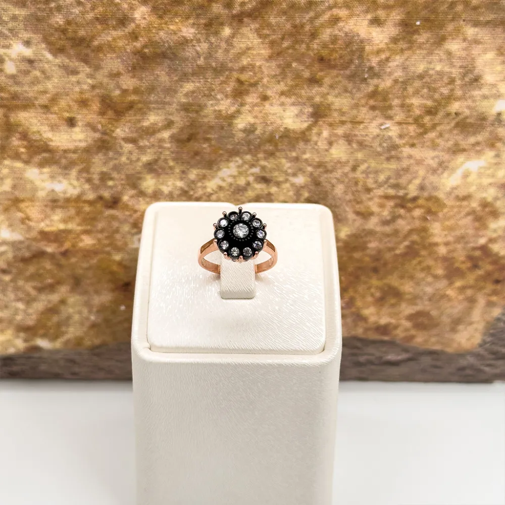 Elmas Montür Rosegold Gül Modeli Gümüş Set Takım