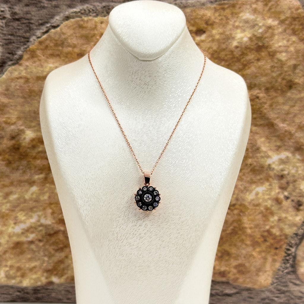 Elmas Montür Rosegold Gül Modeli Gümüş Set Takım
