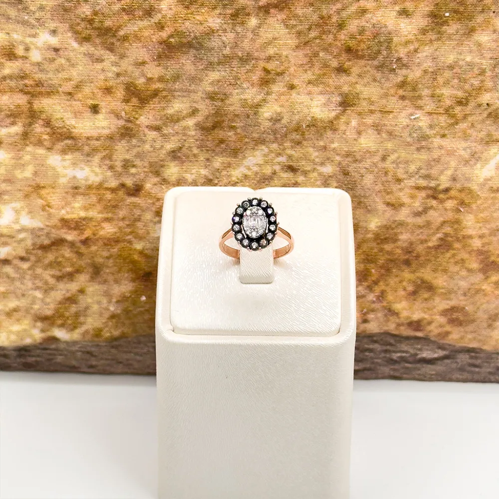 Elmas Montür Rosegold Oval Spor Gümüş Set Takım